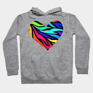 Rainbow Zebra Print Heart Hoodie